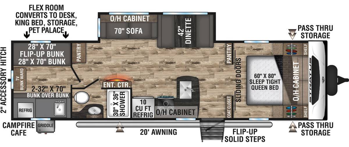 2023 Venture RV Stratus SR291VQB Travel Trailer Floorplan