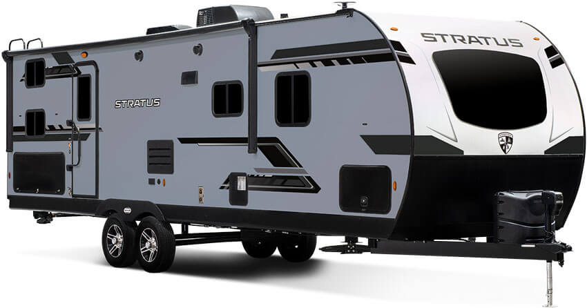 2024 Venture RV Stratus SR281VBH Travel Trailer Exterior Aztec Grey