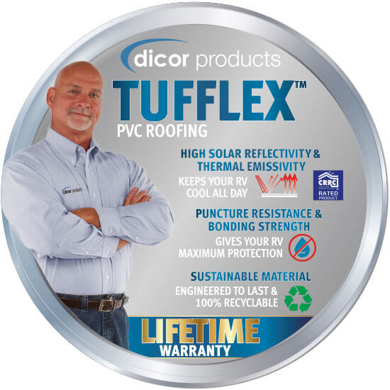 Venture RV Dicor Products Tufflex PVC Roofing with Lifetime Warranty
