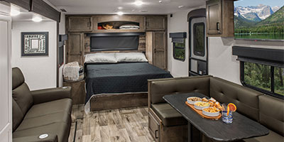 2024 Venture RV Stratus SR221VRK Travel Trailer Living Room and Bed