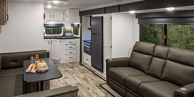 2024 Venture RV Stratus SR221VRK Travel Trailer Living Room and Kitchen