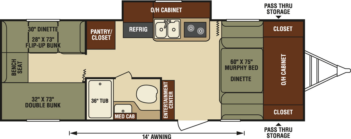 2016 Venture RV Sonic SN234VBH Travel Trailer Floorplan