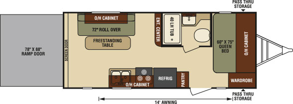 2016 Venture RV SportTrek ST190VTH Travel Trailer Toy Hauler Floorplan