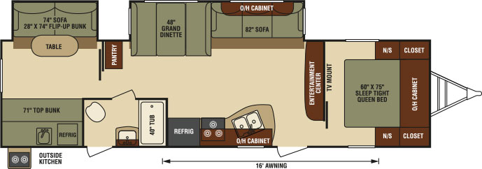 2016 Venture RV SportTrek ST322VBH Travel Trailer Floorplan