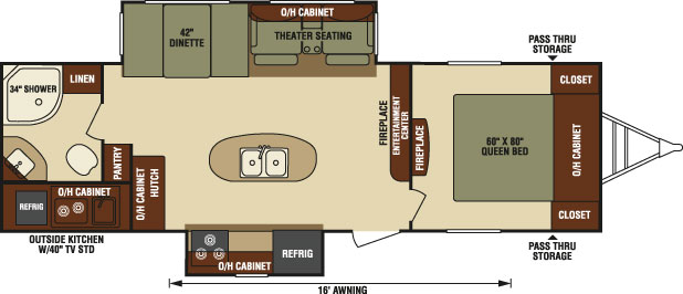 2016 Venture RV SportTrek Touring Edition STT280VRB Travel Trailer Floorplan