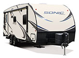 2018 Venture RV Sonic SN231VRL Travel Trailer Exterior Front 3-4 Door Side