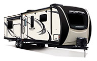 2018 Venture RV SportTrek Touring Edition STT336VRK Travel Trailer Exterior Front 3-4 Door Side