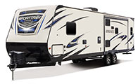 2018 Venture RV SportTrek ST290VIK Travel Trailer Exterior Front 3-4 Off Door Side