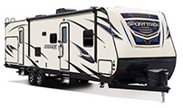 2018 Venture RV SportTrek ST322VBH Travel Trailer Exterior Front 3-4 Door Side