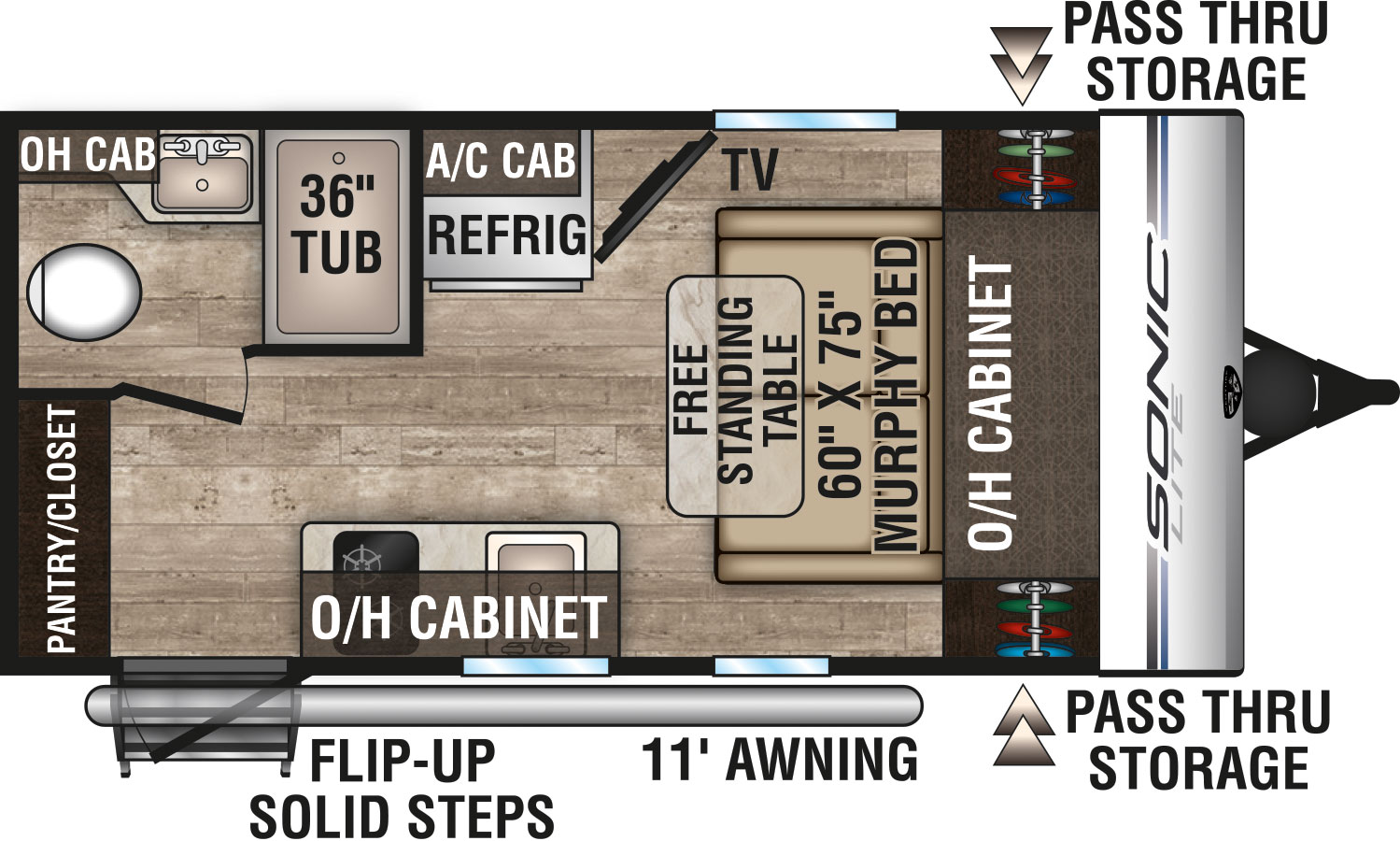 2019 Venture RV Sonic Lite SL150VRK Travel Trailer Floorplan