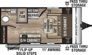 2019 Venture RV Sonic Lite SL150VRK Travel Trailer Floorplan