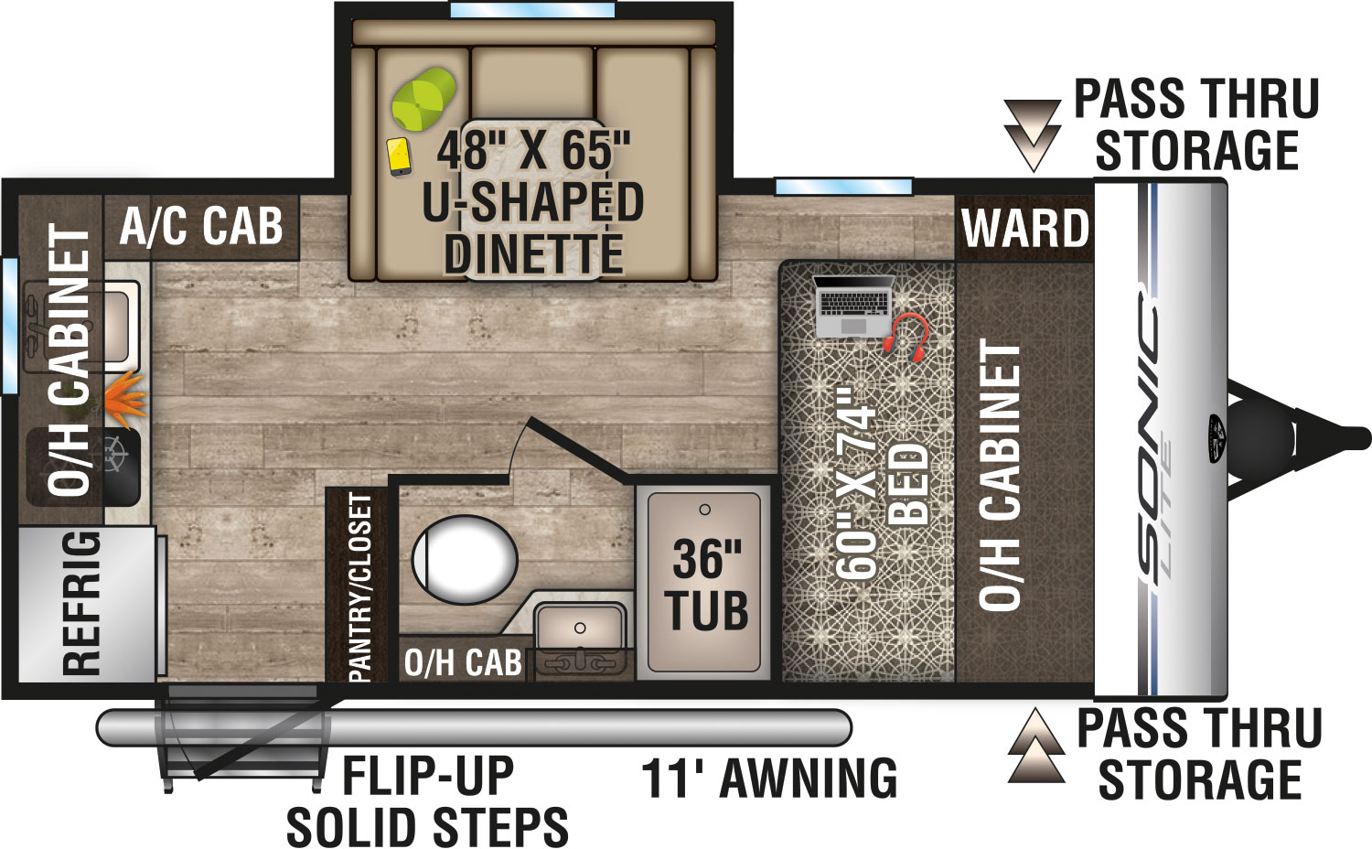 2019 Venture RV Sonic Lite SL167VMS Travel Trailer Floorplan