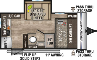 2019 Venture RV Sonic Lite SL167VMS Travel Trailer Floorplan