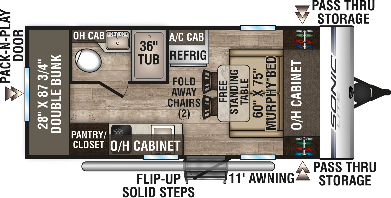 2019 Venture RV Sonic Lite SL169VBH Travel Trailer Floorplan