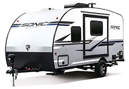 2019 Venture RV Sonic Lite SL167VMS Travel Trailer Exterior Front 3-4 Off Door Side