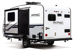 2019 Venture RV Sonic Lite SL167VMS Travel Trailer Exterior Rear 3-4 Off Door Side with Slide Out