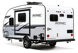 2019 Venture RV Sonic Lite SL167VMS Travel Trailer Exterior Rear 3-4 Off Door Side