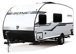 2019 Venture RV Sonic Lite SL168VRB Travel Trailer Exterior Front 3-4 Off Door Side