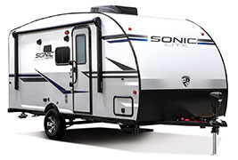 2019 Venture RV Sonic Lite SL169VMK Travel Trailer Exterior Front 3-4 Door Side