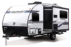 2019 Venture RV Sonic Lite SL169VMK Travel Trailer Exterior Front 3-4 Off Door Side Slide Out