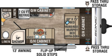 2019 Venture RV Sonic SN190VRB Travel Trailer Floorplan