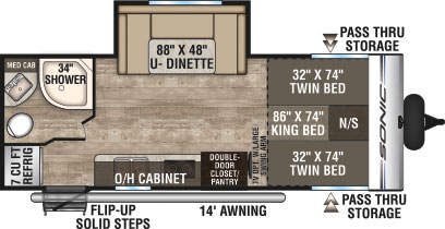 2019 Venture RV Sonic SN210VTB Travel Trailer Floorplan