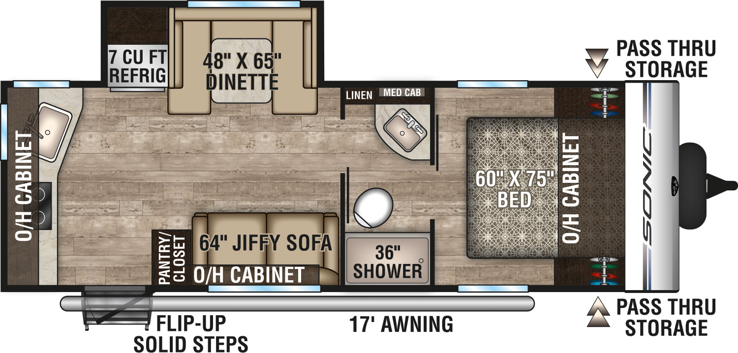 2019 Venture RV Sonic SN231VRK Travel Trailer Floorplan