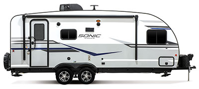 2019 Venture RV Sonic SN210VTB Travel Trailer Exterior Side Profile Door