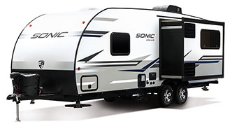 2019 Venture RV Sonic SN231VRL Travel Trailer Exterior Front 3-4 Off Door Side Slide Out