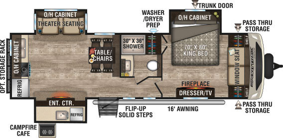 2019 Venture RV SportTrek Touring Edition STT293VRK Travel Trailer Theater Seating Option Floorplan