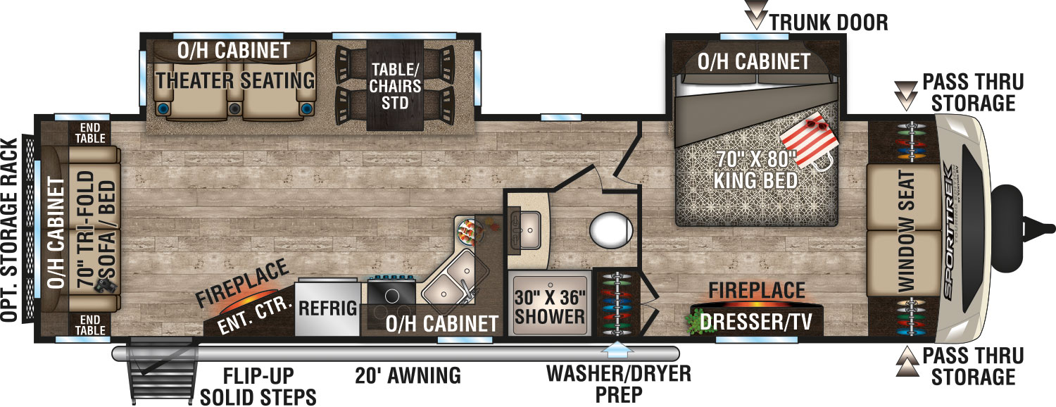 2019 Venture RV SportTrek Touring Edition STT322VRL Travel Trailer Floorplan