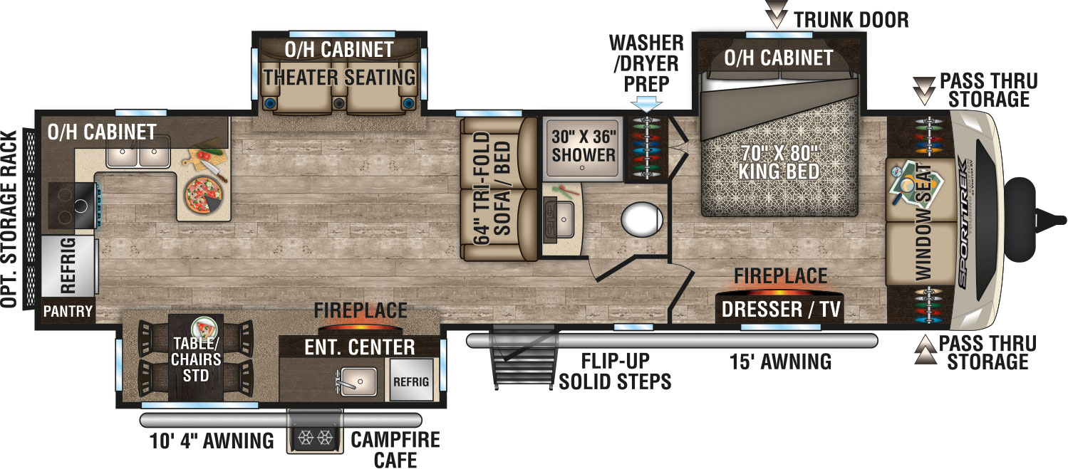 2019 Venture RV SportTrek Touring Edition STT336VRK Travel Trailer Floorplan