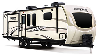 2019 Venture RV SportTrek Touring Edition STT293VRK Travel Trailer Exterior Front 3-4 Door Side