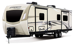 2019 Venture RV SportTrek Touring Edition STT293VRK Travel Trailer Exterior Front 3-4 Off Door Side