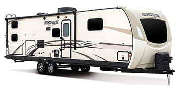 2019 Venture RV SportTrek Touring Edition STT312VBH Travel Trailer Exterior Front 3-4 Door Side