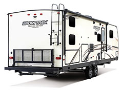 2019 Venture RV SportTrek Touring Edition STT312VBH Travel Trailer Exterior Rear 3-4 Door Side