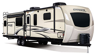 2019 Venture RV SportTrek Touring Edition STT343VIK Travel Trailer Exterior Front 3-4 Door Side