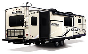 2019 Venture RV SportTrek Touring Edition STT343VIK Travel Trailer Exterior Rear 3-4 Door Side Slide Out