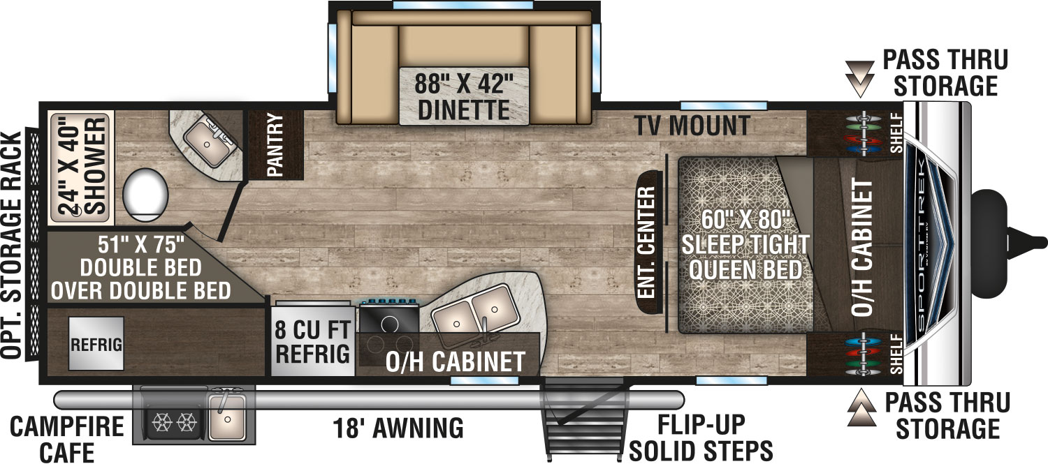 2019 Venture RV SportTrek ST251VBH Travel Trailer Floorplan