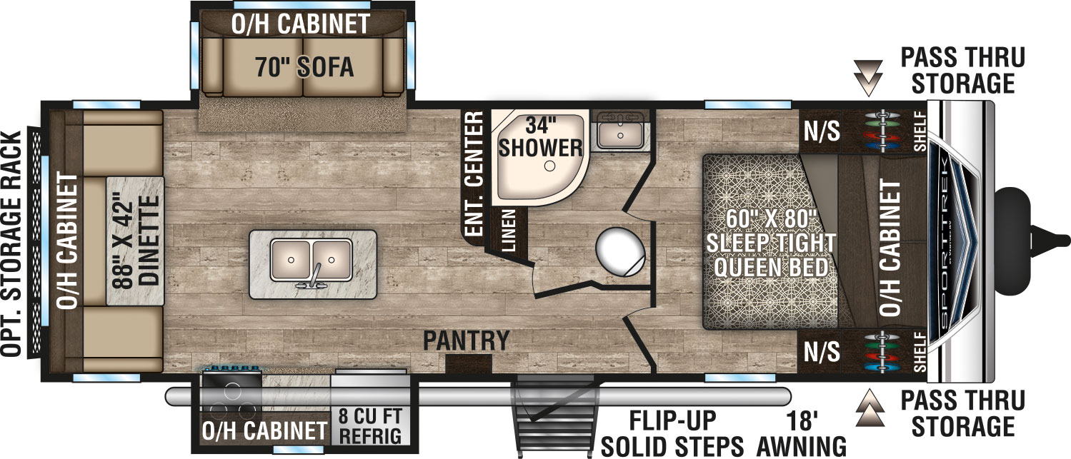 2019 Venture RV SportTrek ST252VRD Travel Trailer Floorplan