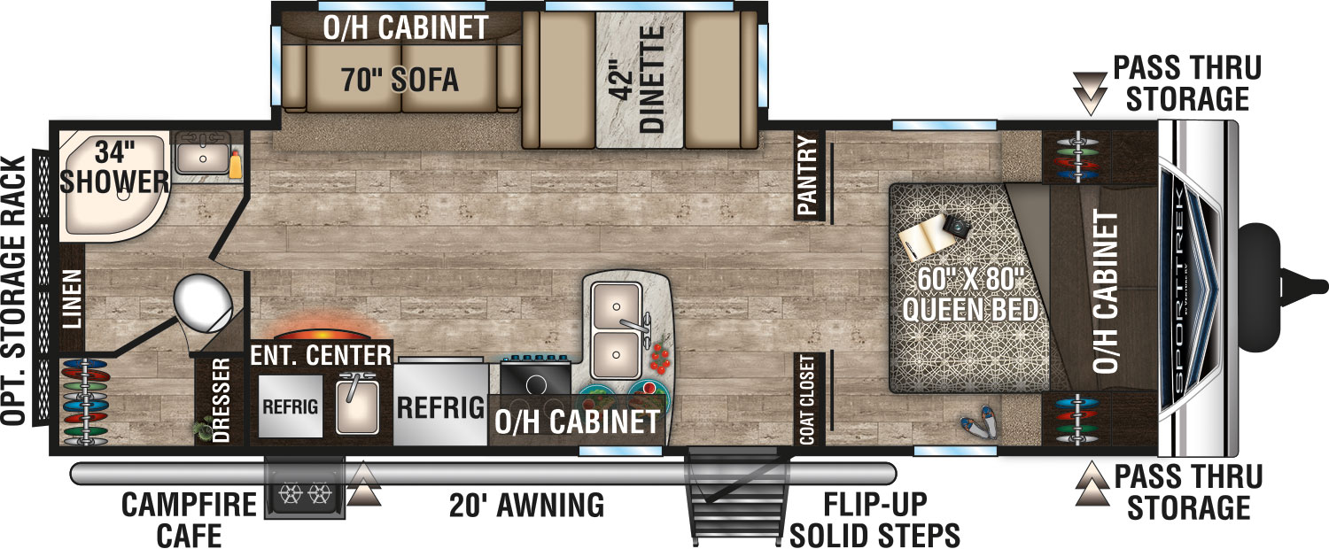 2019 Venture RV SportTrek ST271VMB Travel Trailer Floorplan