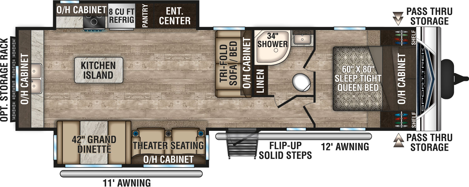 2019 Venture RV SportTrek ST312VRK Travel Trailer Floorplan