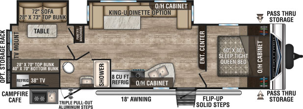 2019 Venture RV SportTrek ST322VBH Travel Trailer King-U Dinette Option Floorplan