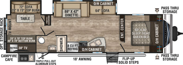 2019 Venture RV SportTrek ST322VBH Travel Trailer Floorplan