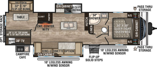 2019 Venture RV SportTrek ST327VIK Travel Trailer King-U Dinette Option Floorplan