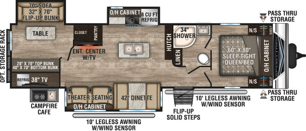 2019 Venture RV SportTrek ST327VIK Travel Trailer Theater Seating Option Floorplan