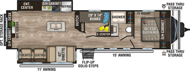 2019 Venture RV SportTrek ST342VMB Travel Trailer Theater Seating Option Floorplan