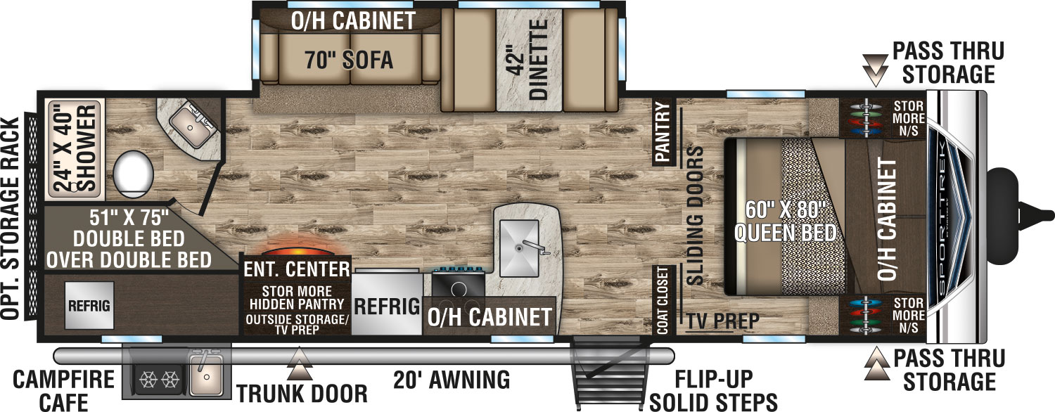 2020 Venture RV SportTrek ST281VBH Travel Trailer Floorplan