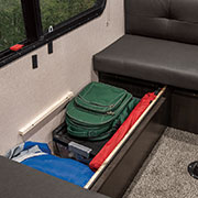 2019 Venture RV SportTrek ST221VRB Travel Trailer Dinette Seat Storage Open