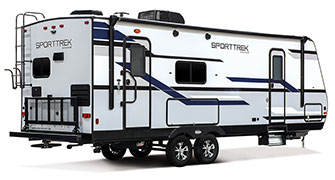 2019 Venture RV SportTrek ST251VRK Travel Trailer Exterior Rear 3-4 Door Side